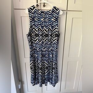 Ralph Lauren Printed Blue and White Jersey sleeveless Dress, size 16